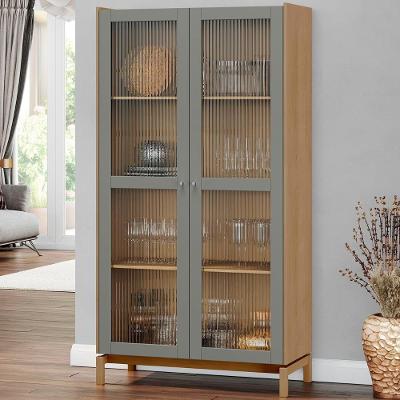 Cristaleira Portas Vidro 100cm Soleil Oak/cinza F07 - Mpozenato