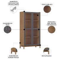 Cristaleira Portas Vidro 100cm Soleil Tauari/grafite F07 - Mpozenato - 3