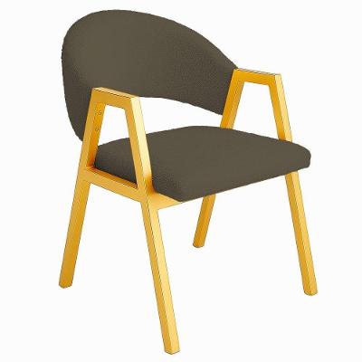 Cadeira De Jantar Antonella Boucle Estilo Poltrona Com Pés Dourados - 7 Decor Marrom