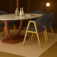 Cadeira De Jantar Antonella Boucle Estilo Poltrona Com Pés Dourados - 7 Decor Marrom - 2