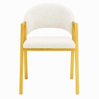 Cadeira De Jantar Antonella Boucle Estilo Poltrona Com Pés Dourados - 7 Decor Branco - 3