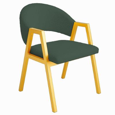 Cadeira De Jantar Antonella Veludo Estilo Poltrona Com Pés Dourado - 7 Decor Verde Escuro