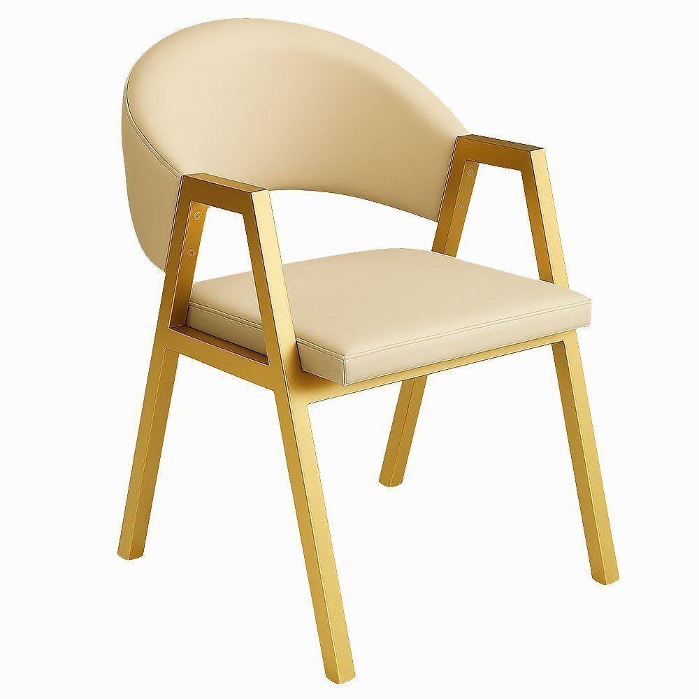 Cadeira De Jantar Antonella Corino Estilo Poltrona Com Pés Dourado - 7 Decor Bege - 1
