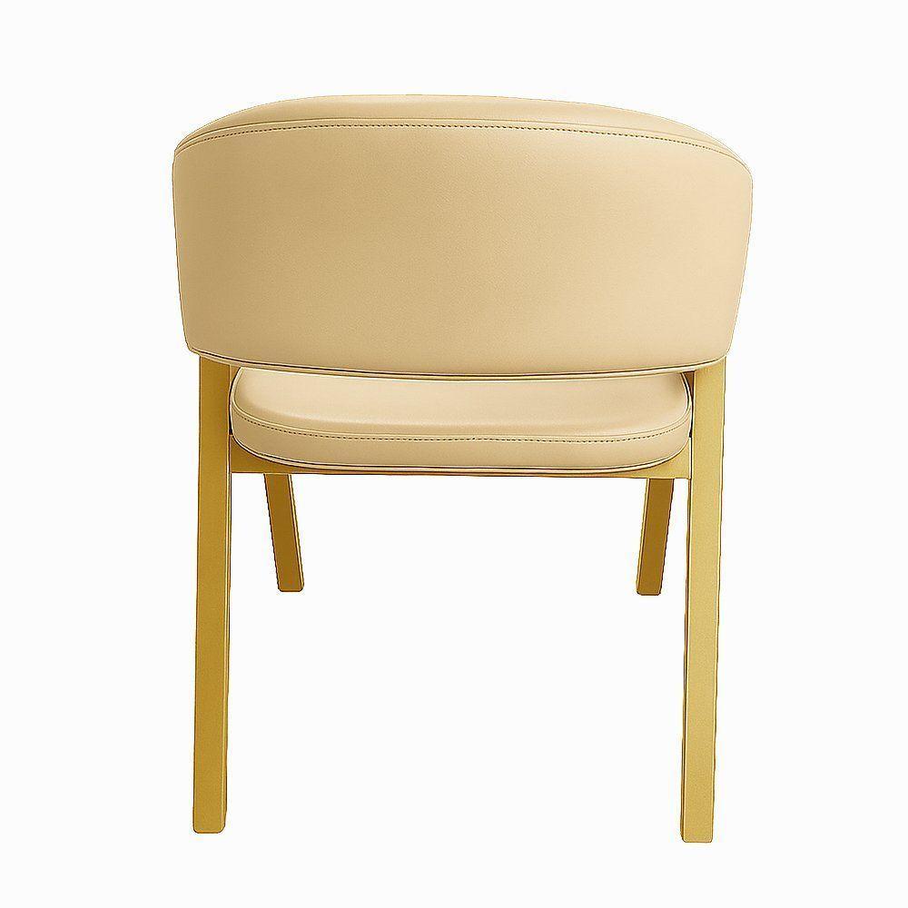 Cadeira De Jantar Antonella Corino Estilo Poltrona Com Pés Dourado - 7 Decor Bege - 3