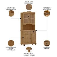 Cristaleira Com Portas Vidro 88cm Pé Madeira Rubia Freijó F07 - Mpozenato - 3