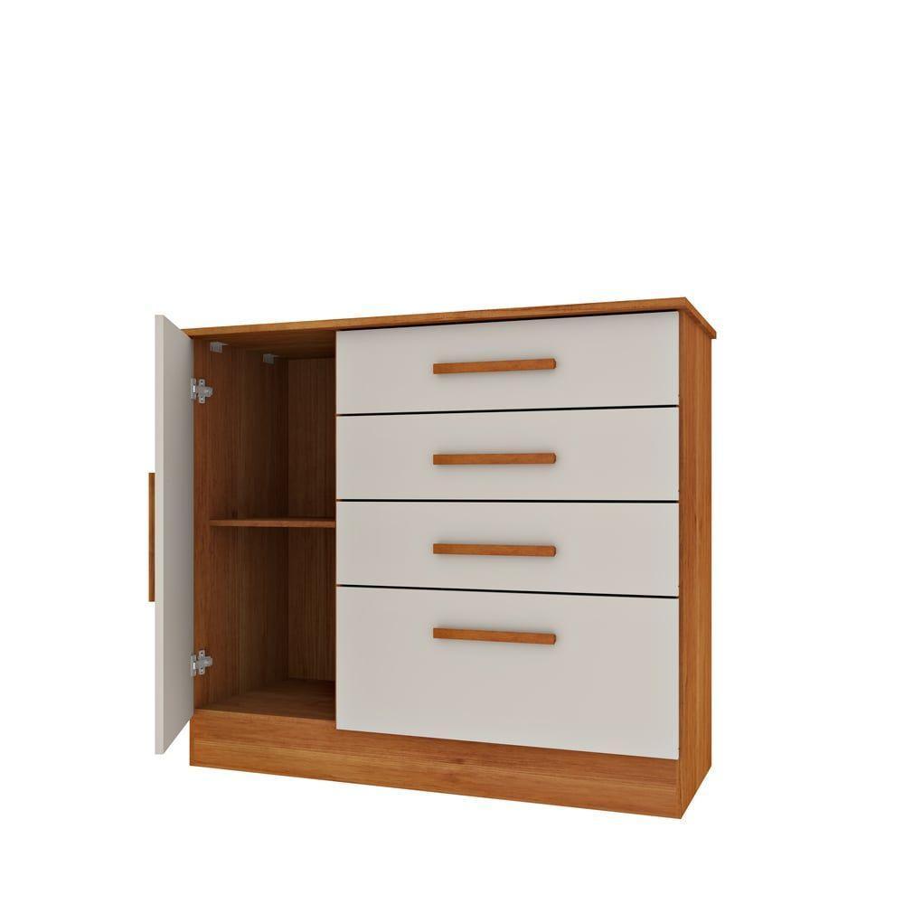 Cômoda Chicago 4 Gavetas 1 Portas Tcil Cinamomo-off White - 3