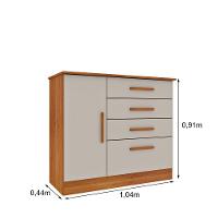 Cômoda Chicago 4 Gavetas 1 Portas Tcil Cinamomo-off White - 2