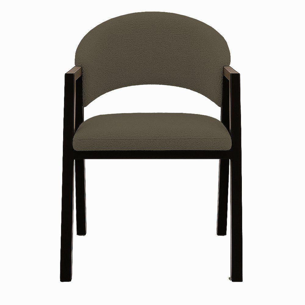 Cadeira De Jantar Antonella Veludo Estilo Poltrona Com Pés Preto - 7 Decor Marrom - 1