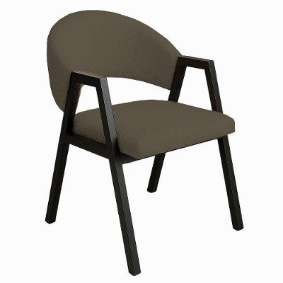 Cadeira De Jantar Antonella Veludo Estilo Poltrona Com Pés Preto - 7 Decor Marrom