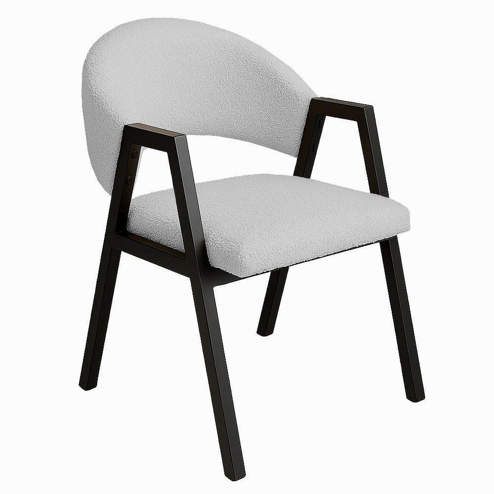 Cadeira De Jantar Antonella Veludo Estilo Poltrona Com Pés Preto - 7 Decor Prata - 1