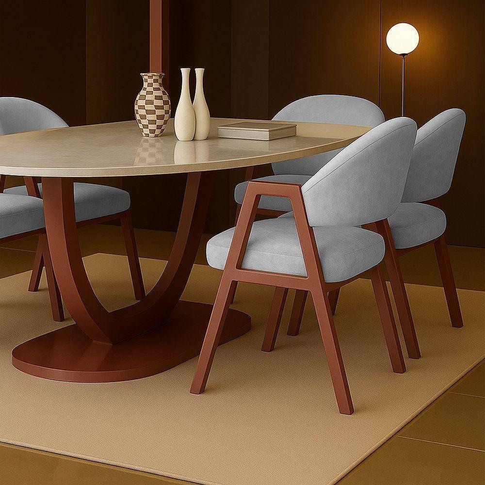 Cadeira De Jantar Antonella Boucle Estilo Poltrona Com Pés Rosê - 7 Decor Prata - 2