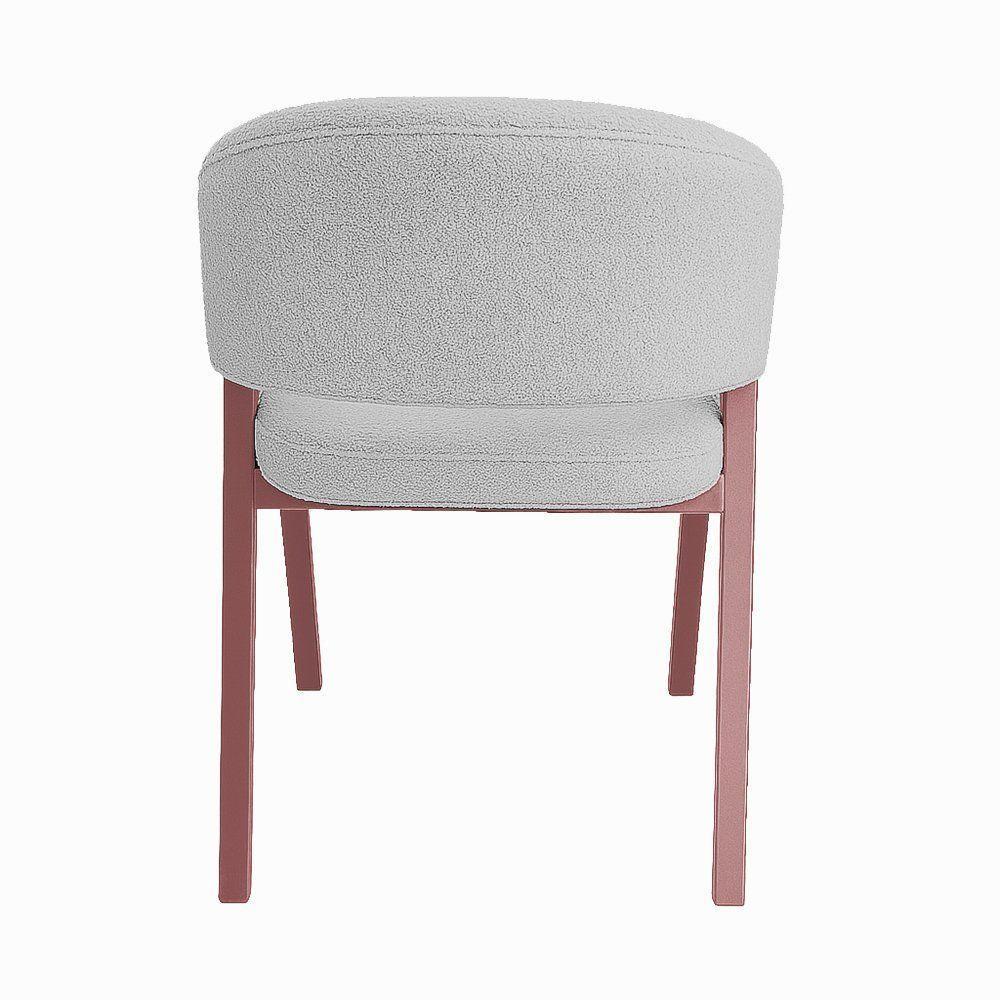 Cadeira De Jantar Antonella Boucle Estilo Poltrona Com Pés Rosê - 7 Decor Prata - 4