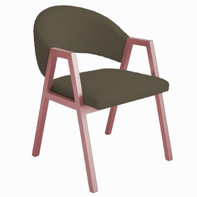 Cadeira De Jantar Antonella Boucle Estilo Poltrona Com Pés Rosê - 7 Decor Marrom