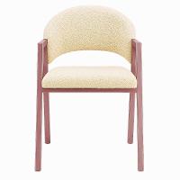 Cadeira De Jantar Antonella Boucle Estilo Poltrona Com Pés Rosê - 7 Decor Bege - 2