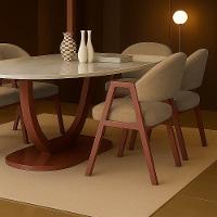 Cadeira De Jantar Antonella Boucle Estilo Poltrona Com Pés Rosê - 7 Decor Cappuccino - 2