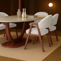 Cadeira De Jantar Antonella Boucle Estilo Poltrona Com Pés Rosê - 7 Decor Branco - 2