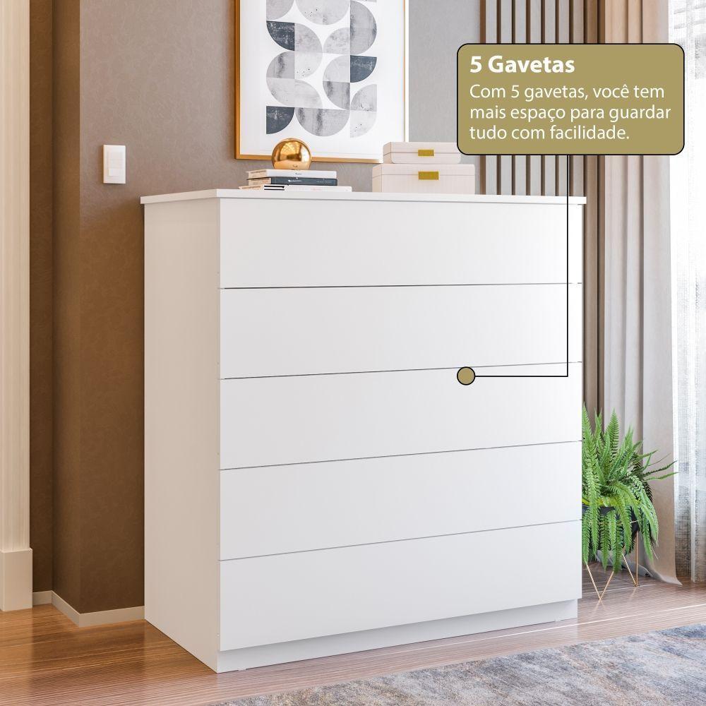 Cômoda 05 Gavetas Compacta Branco - 3