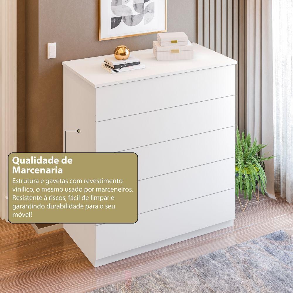 Cômoda 05 Gavetas Compacta Branco - 6