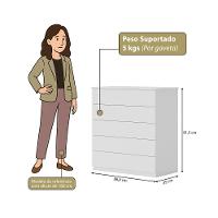 Cômoda 05 Gavetas Compacta Branco - 2