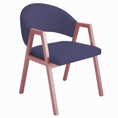 Cadeira De Jantar Antonella Boucle Estilo Poltrona Com Pés Rosê - 7 Decor Azul Marinho