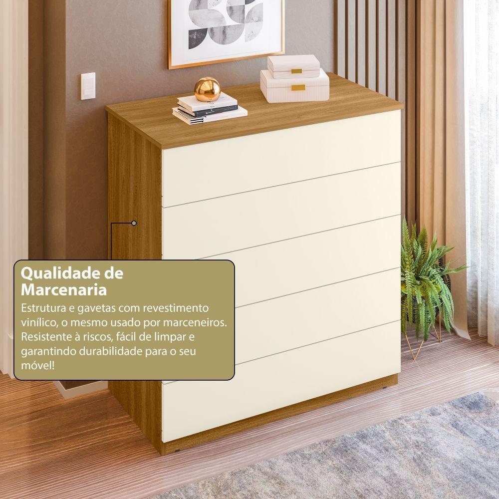 Cômoda 05 Gavetas Compacta Freijó/off White - 5