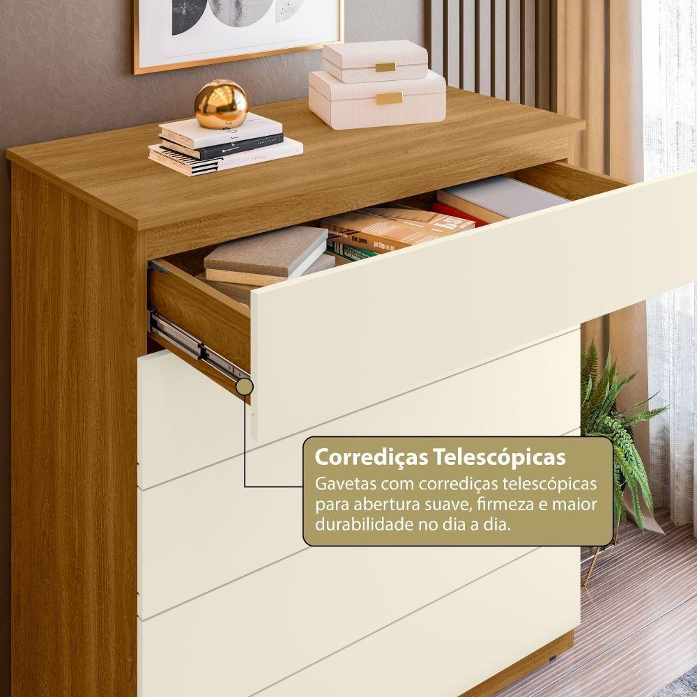 Cômoda 05 Gavetas Compacta Freijó/off White - 7