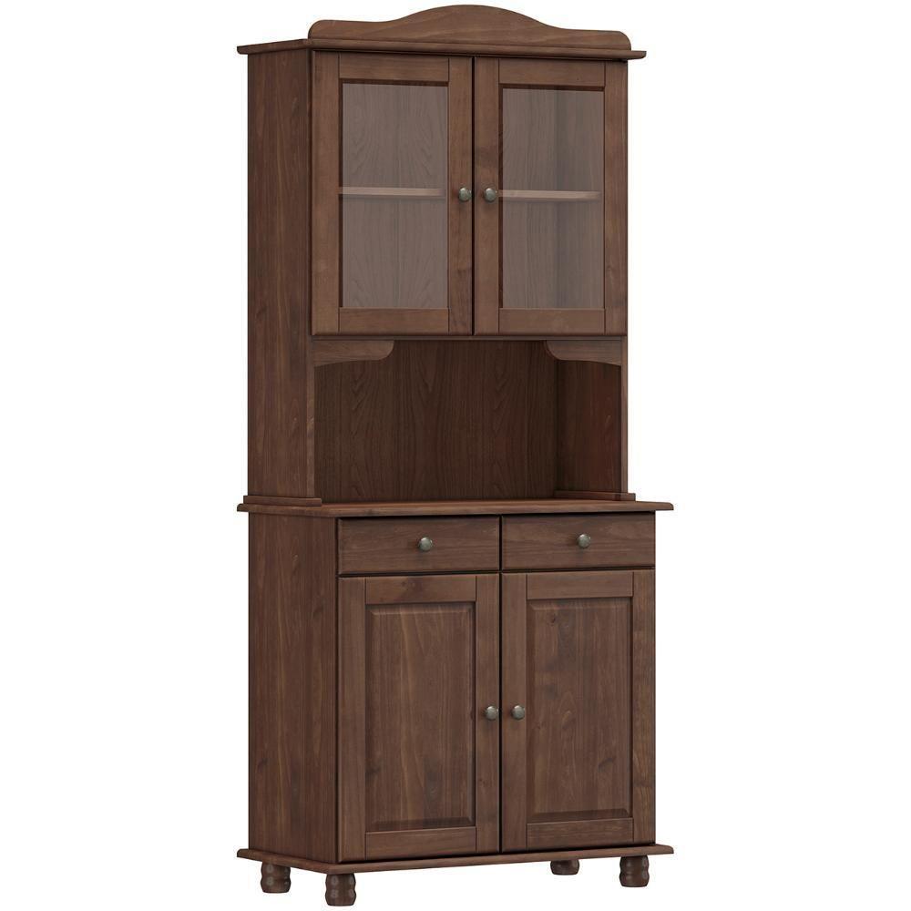 Cristaleira Com Portas Vidro 88cm Pé Madeira Rubia Café F07 - Mpozenato - 2