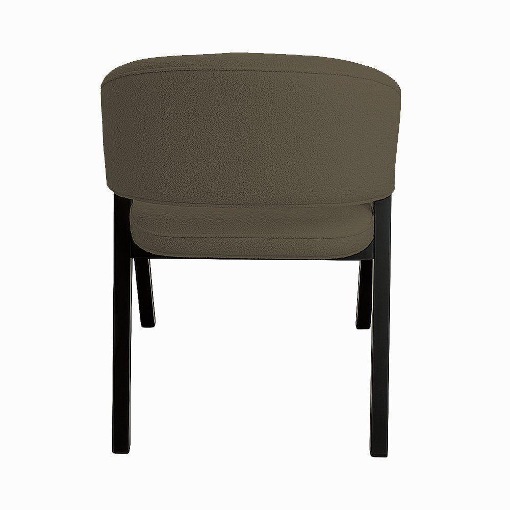 Cadeira De Jantar Antonella Boucle Estilo Poltrona Com Pés Preto - 7 Decor Marrom - 4