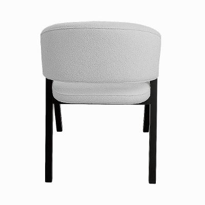 Cadeira De Jantar Antonella Boucle Estilo Poltrona Com Pés Preto - 7 Decor Prata