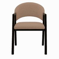 Cadeira De Jantar Antonella Boucle Estilo Poltrona Com Pés Preto - 7 Decor Cappuccino - 3