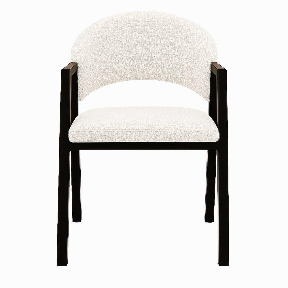 Cadeira De Jantar Antonella Boucle Estilo Poltrona Com Pés Preto - 7 Decor Branco - 3