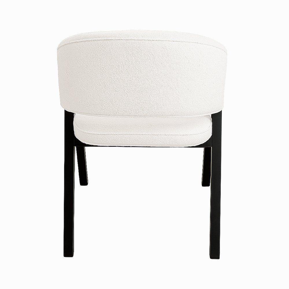 Cadeira De Jantar Antonella Boucle Estilo Poltrona Com Pés Preto - 7 Decor Branco - 4
