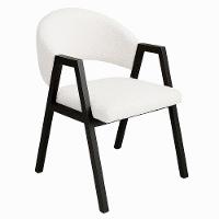 Cadeira De Jantar Antonella Boucle Estilo Poltrona Com Pés Preto - 7 Decor Branco - 1