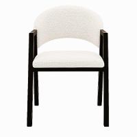 Cadeira De Jantar Antonella Boucle Estilo Poltrona Com Pés Preto - 7 Decor Branco - 3