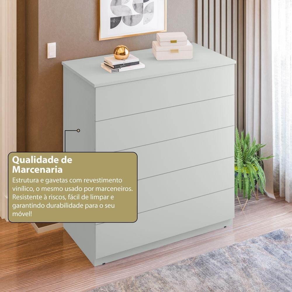 Cômoda 05 Gavetas Compacta Cinza - 8