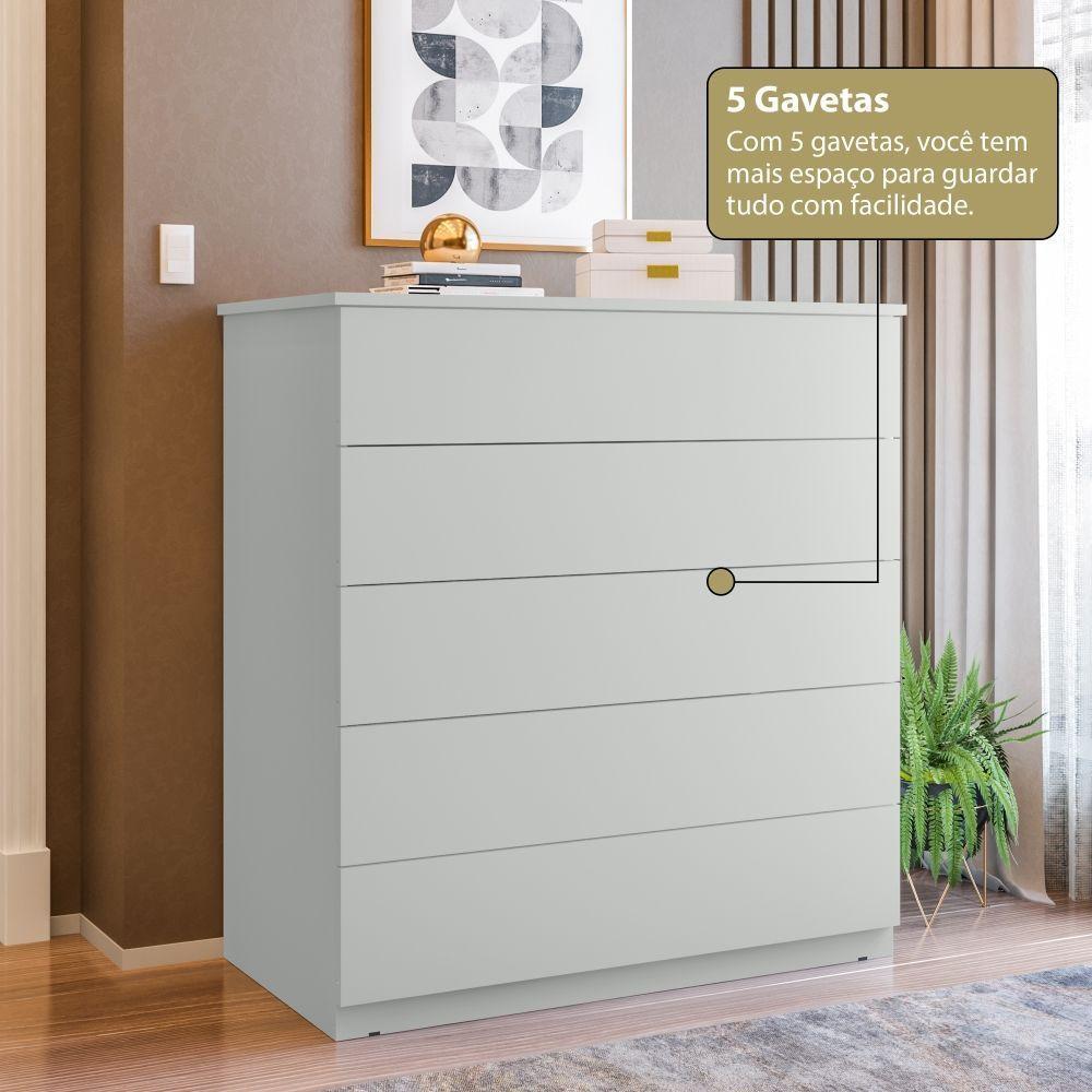 Cômoda 05 Gavetas Compacta Cinza - 9