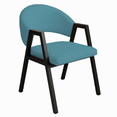 Cadeira De Jantar Antonella Boucle Estilo Poltrona Com Pés Preto - 7 Decor Azul Turquesa