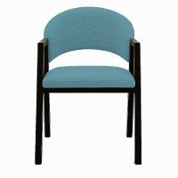 Cadeira De Jantar Antonella Boucle Estilo Poltrona Com Pés Preto - 7 Decor Azul Turquesa - 3