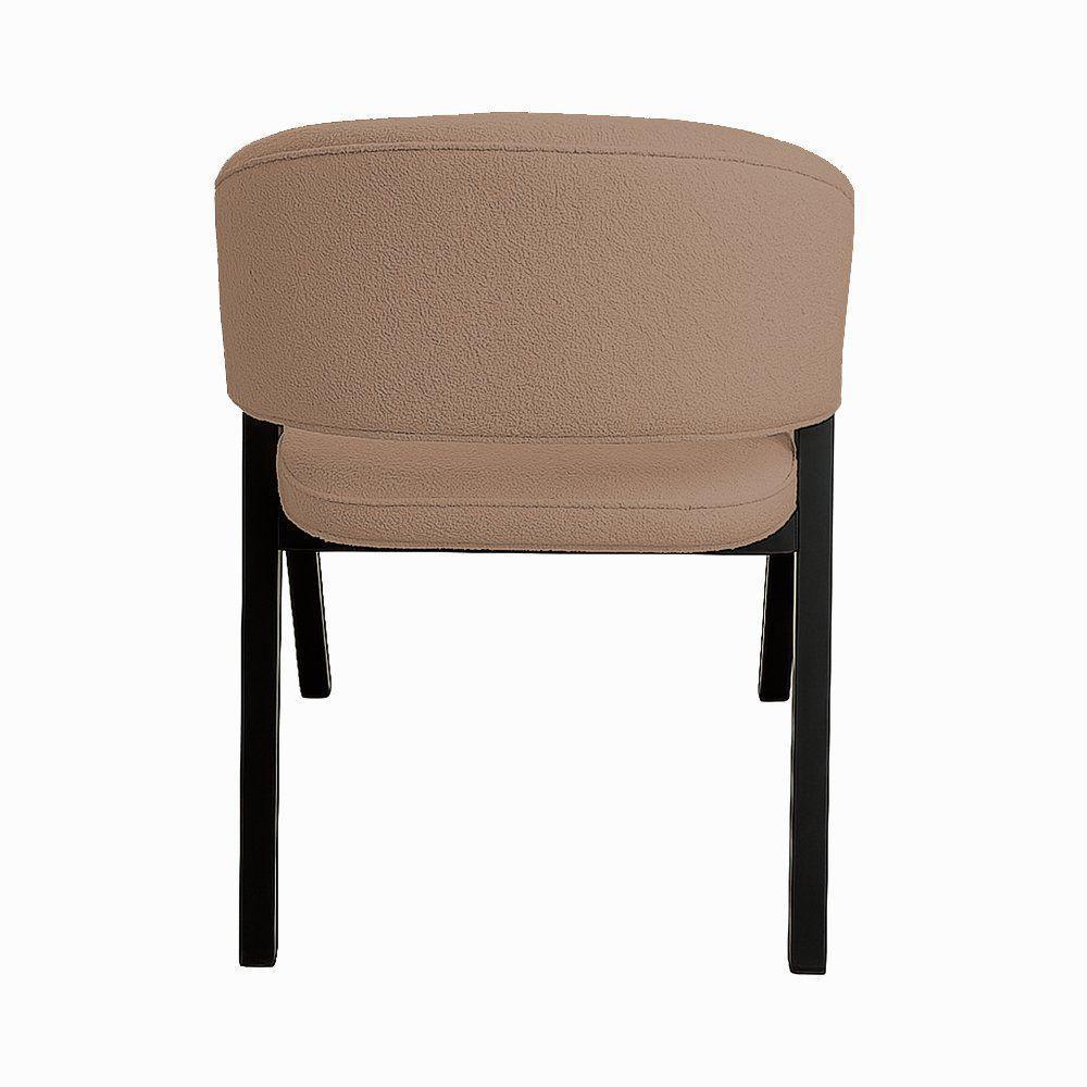Cadeira De Jantar Antonella Veludo Estilo Poltrona Com Pés Preto - 7 Decor Cappuccino - 4