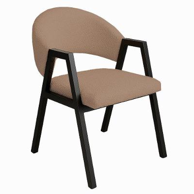 Cadeira De Jantar Antonella Veludo Estilo Poltrona Com Pés Preto - 7 Decor Cappuccino
