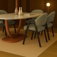 Cadeira De Jantar Antonella Veludo Estilo Poltrona Com Pés Preto - 7 Decor Cappuccino - 2