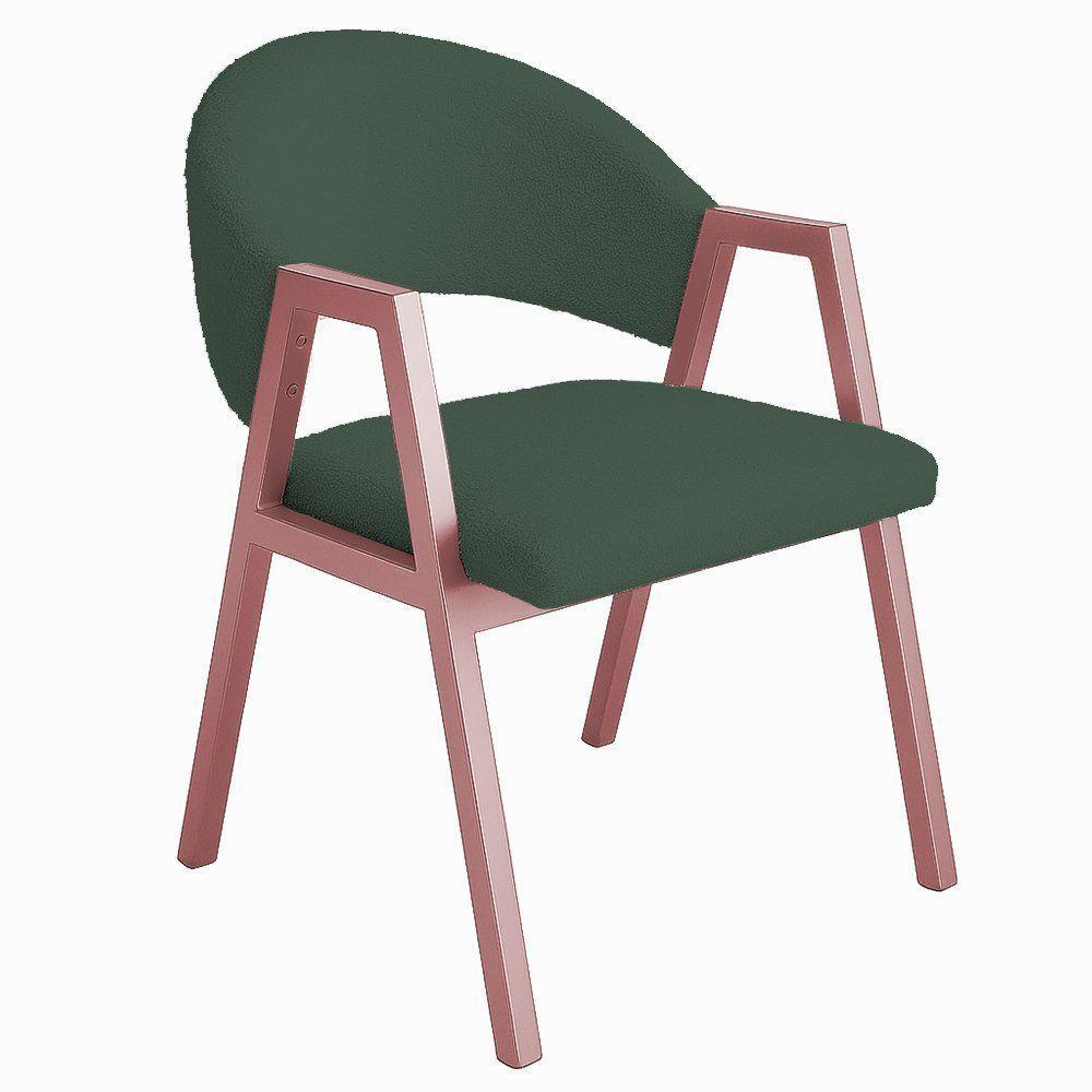Cadeira De Jantar Antonella Veludo Estilo Poltrona Com Pés Rosê - 7 Decor Verde Escuro - 1