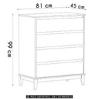 Cômoda Para Quarto 81cm 4 Gavetas Solvi Freijó F07 - Mpozenato