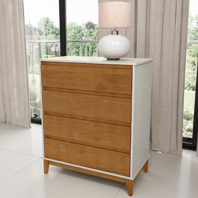 Cômoda Para Quarto 81cm 4 Gavetas Solvi Off White/freijó F07 - Mpozenato