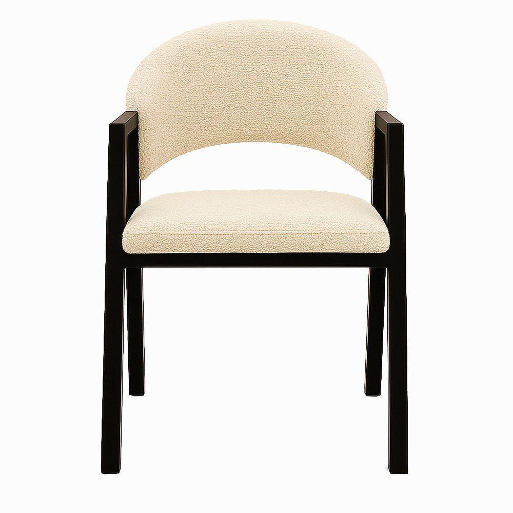 Cadeira De Jantar Antonella Veludo Estilo Poltrona Com Pés Preto - 7 Decor Bege - 1