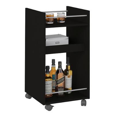 Carrinho Bar 3 Prateleiras E Rodizios 74x40 Cm 3275 Arly Preto