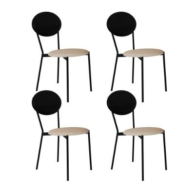 Cadeira Vintage Elipse Fixa Com 4 Pés 430x535x860 Mm Com 4 Unidades Areia Lgt/Courino Preto