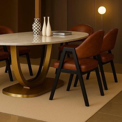 Cadeira De Jantar Antonella Corino Estilo Poltrona Com Pés Preto - 7 Decor Wisky