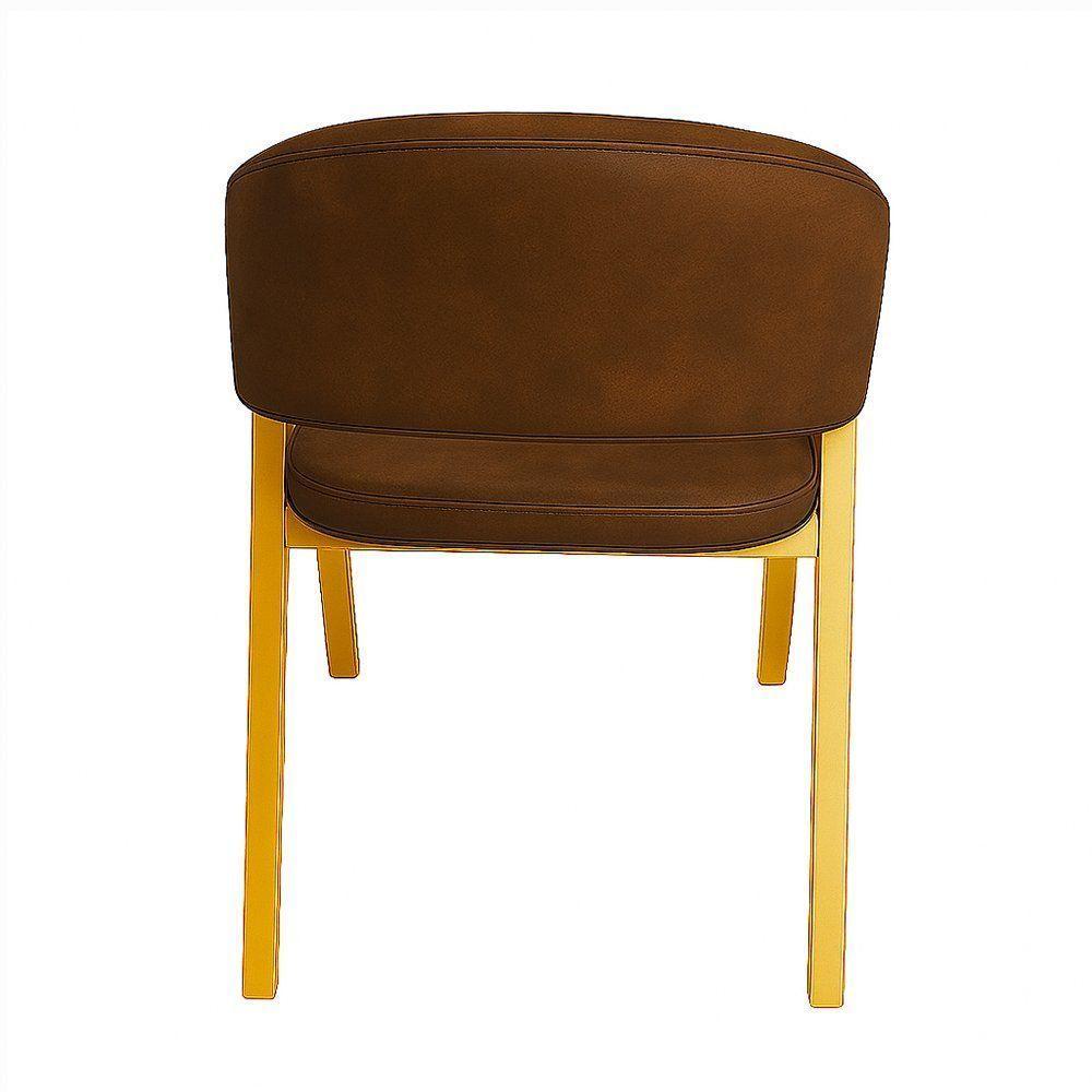 Cadeira De Jantar Antonella Corino Estilo Poltrona Com Pés Dourado - 7 Decor Wisky - 1