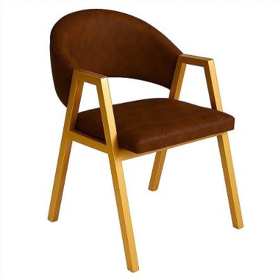 Cadeira De Jantar Antonella Corino Estilo Poltrona Com Pés Dourado - 7 Decor Wisky